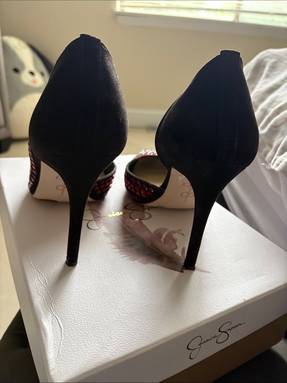 Jessica Simpson Black Pointed D'Orsay Pump with Multicolor Studs - Picture 3 of 4